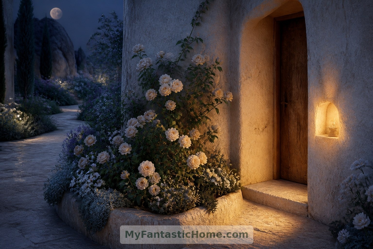 Duftpflanzen neben einem Eingang bringen ihren Duft dorthin, wo man ganz von selbst kurz innehält.