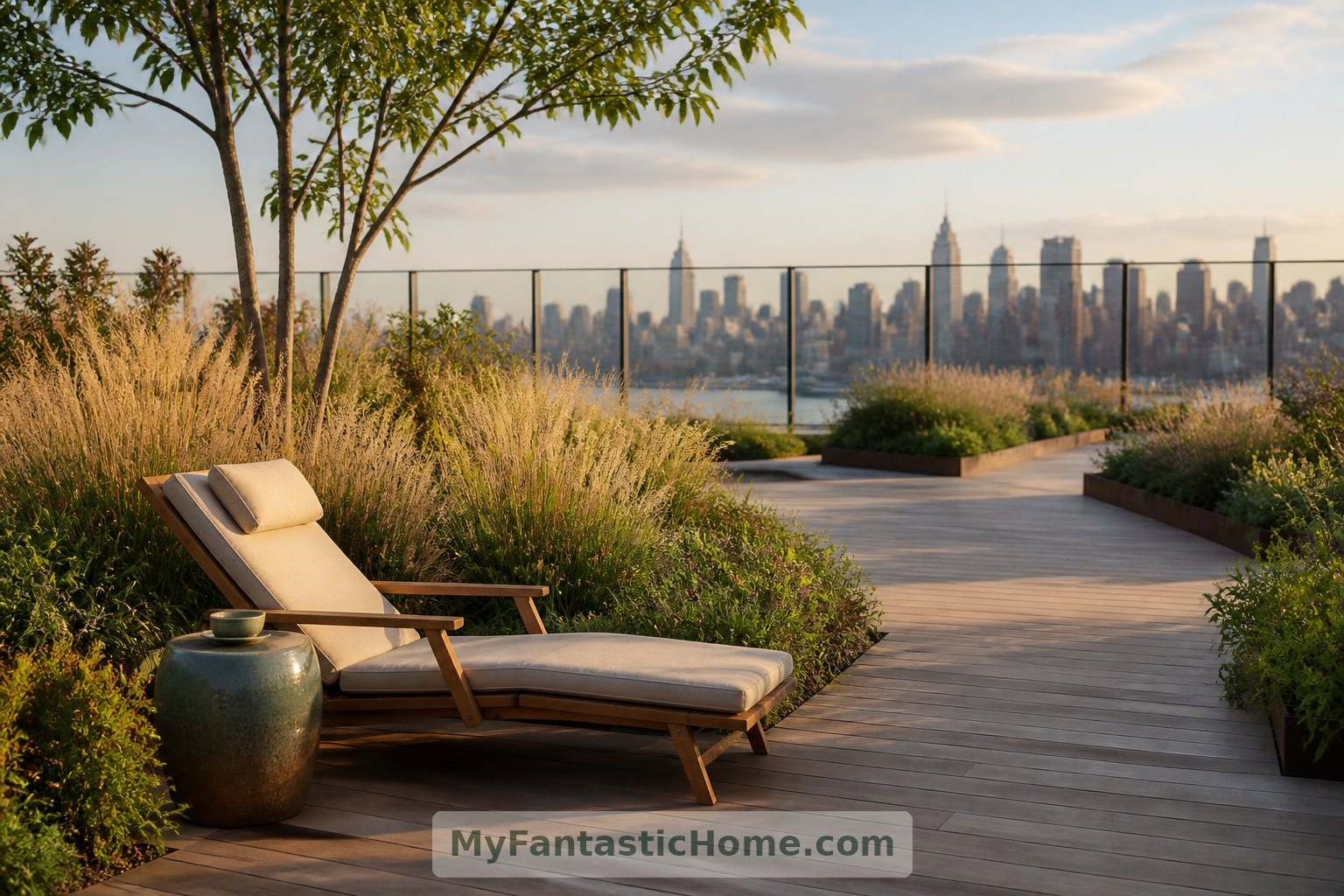 A separate lounge corner provides a quieter retreat without narrowing the main circulation route.