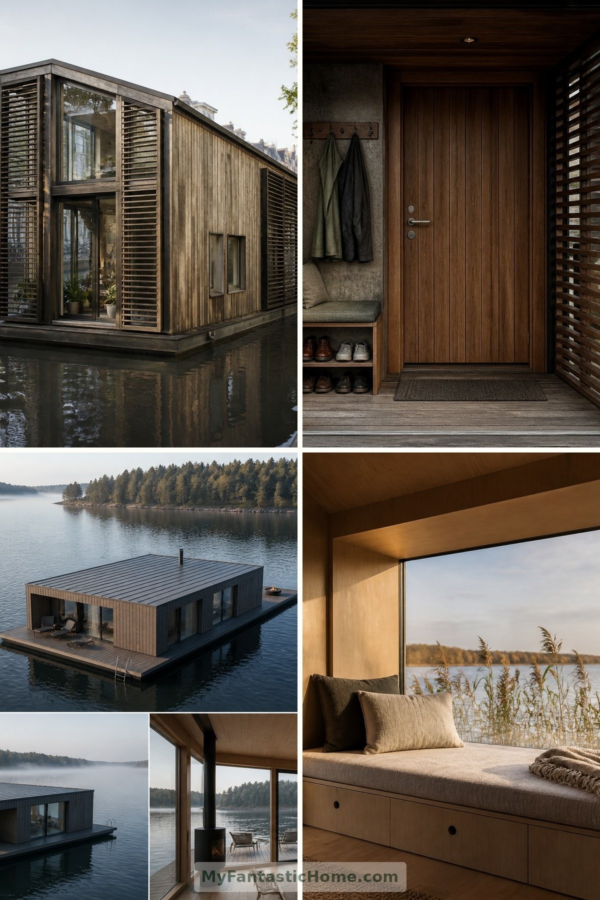Floating Homes: Life on the Water, from Urban Canals to Quiet Lakes — four-image collage cover