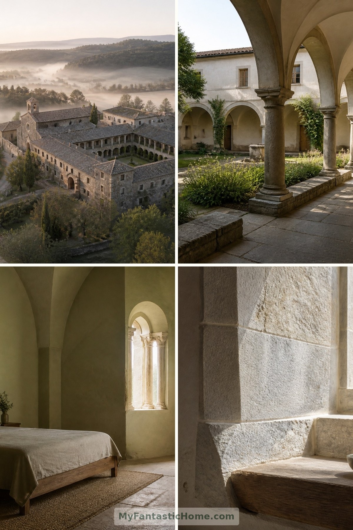 Converted Monastery Hotels: Quiet Stays Among Cloisters and Historic Stone — four-image collage cover