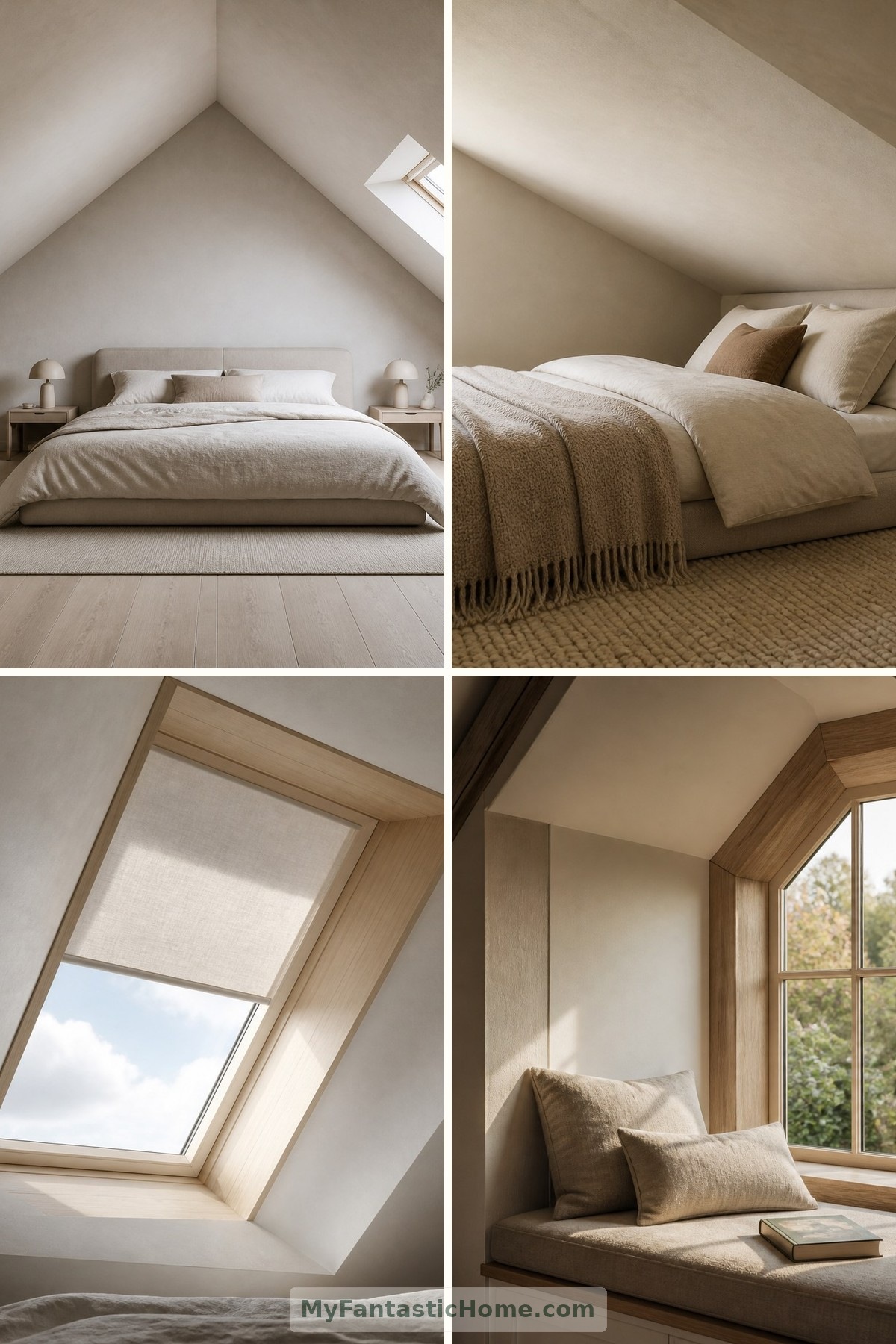 Bedrooms Beneath the Eaves: Turning Attic Angles into Restful Retreats — four-image collage cover