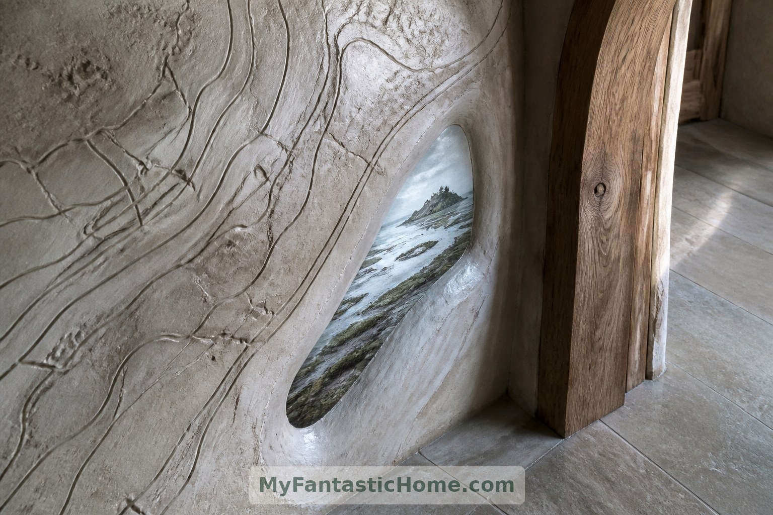 The corridor’s imagined scenery shifts, while fixed doorways and a level floor preserve a reassuring layout.