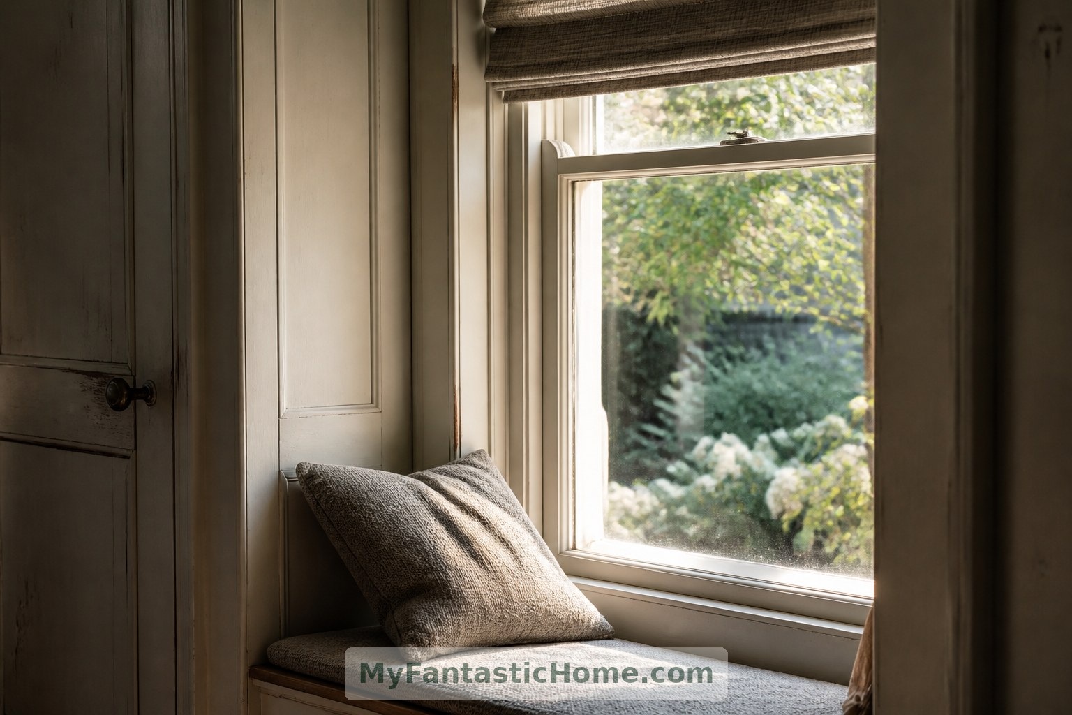 A deep window seat makes the most of daylight while offering a quieter place to read.