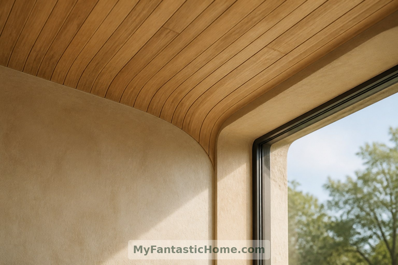 This imagined junction explores how timber ceiling boards, plaster and glazing might meet beneath the curve.