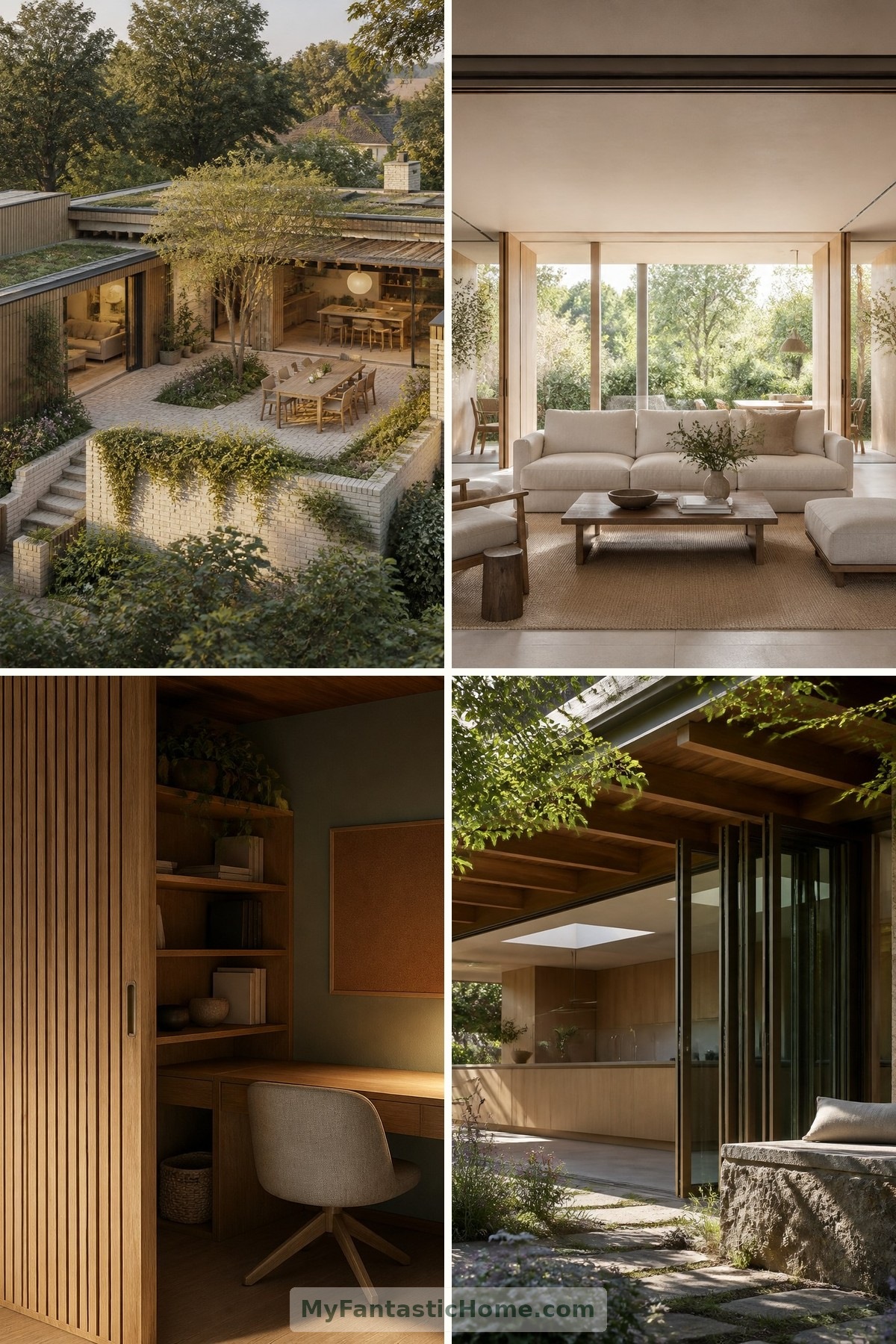 Des maisons qui changent de forme : à la découverte de concepts d’architecture adaptative — couverture composée de quatre images