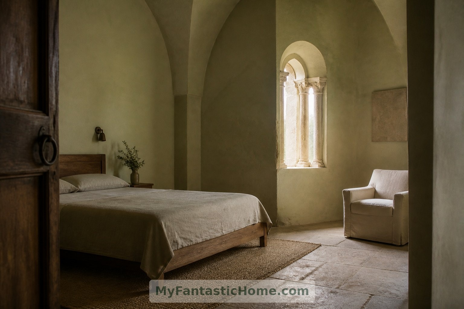 Une chambre imaginaire associe un mobilier simple à des matériaux aux textures sensibles, laissant à l’architecture l’espace de respirer.