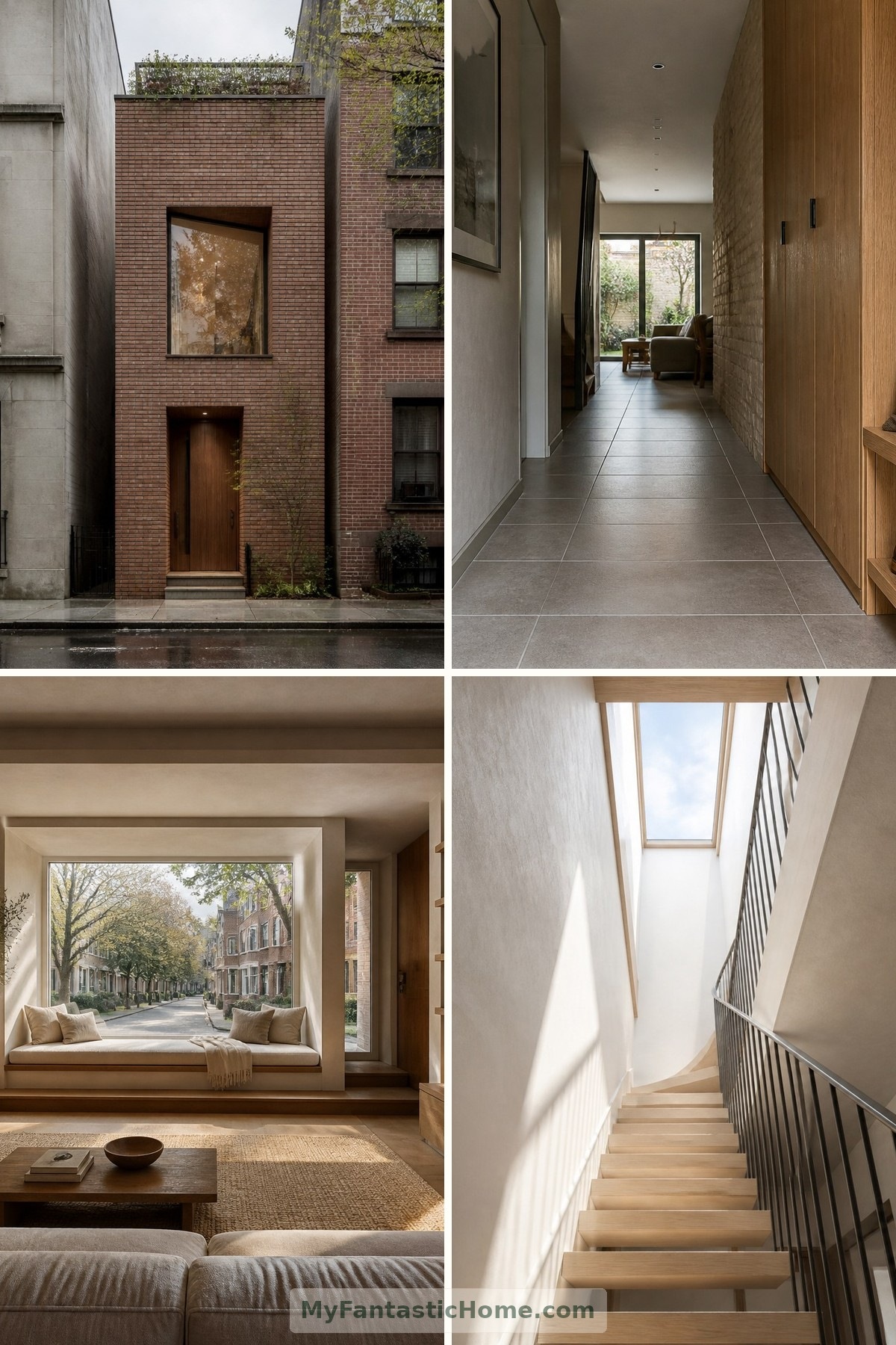 Maisons étroites extraordinaires : vivre au large sur de fines parcelles urbaines — couverture composée de quatre images